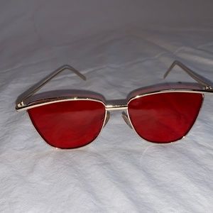 Red Lens & Gold Frame Sunglasses